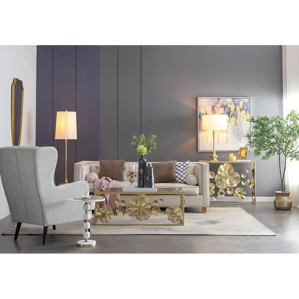 14" Blue And Gold Abstract Bud Glass Table Vase