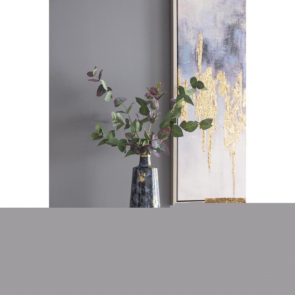 14" Blue And Gold Abstract Bud Glass Table Vase