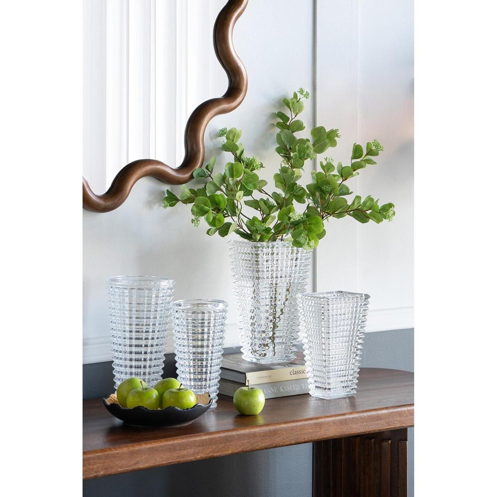 11" Clear Geometric Glass Table Vase