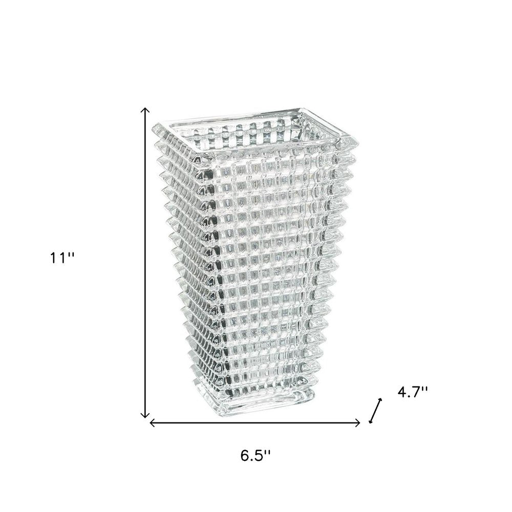 11" Clear Geometric Glass Table Vase