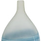 16" White And Blue Swirl Art Glass Table Vase