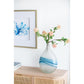 16" White And Blue Swirl Art Glass Table Vase