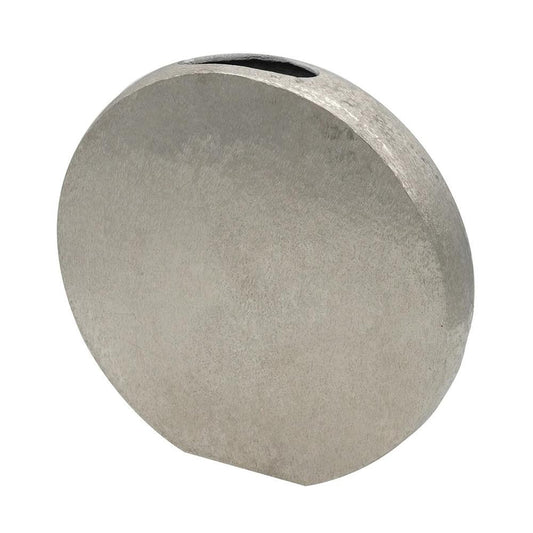 15" Silver Aluminum Round Disc Table Vase