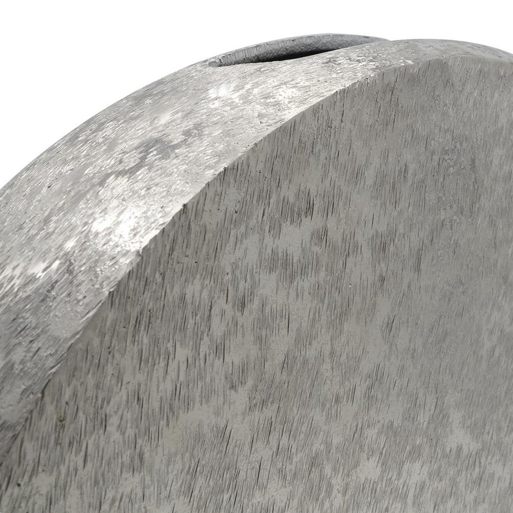 15" Silver Aluminum Round Disc Table Vase