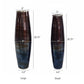 Set of Two Black And Blue Abstract Glass Cylinder Floor Vases