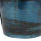 Set of Two Black And Blue Abstract Glass Cylinder Floor Vases