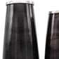 Set of Two Black And Blue Abstract Glass Cylinder Floor Vases