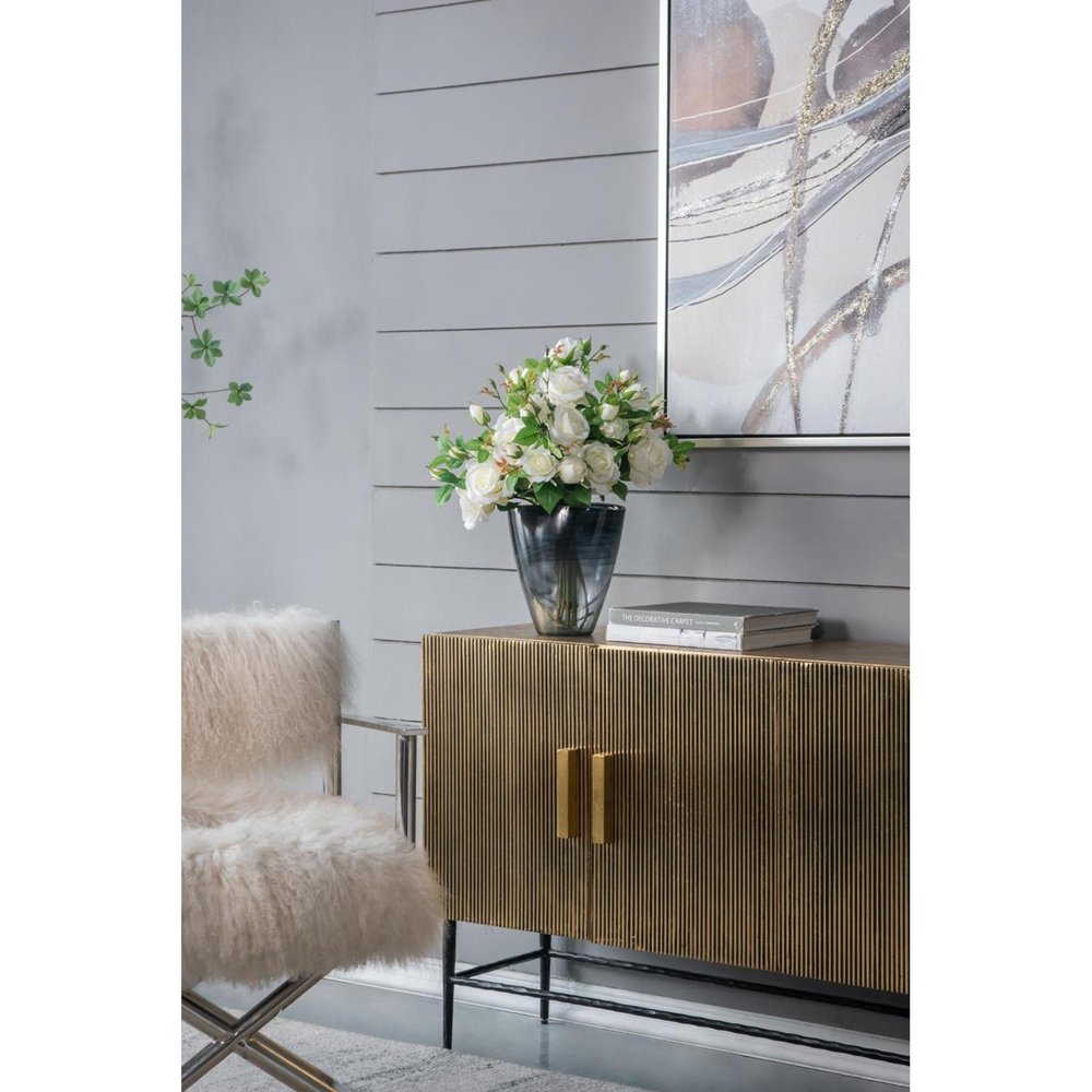 9" Charcoal Abstract Swirl Art Glass Table Vase