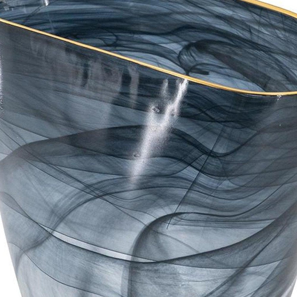 9" Charcoal Abstract Swirl Art Glass Table Vase