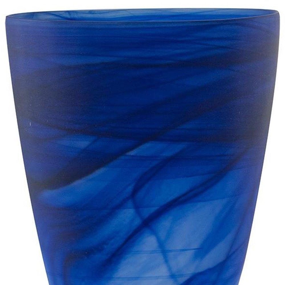 12" Blue Abstract Swirl Glass Tapered Table Vase