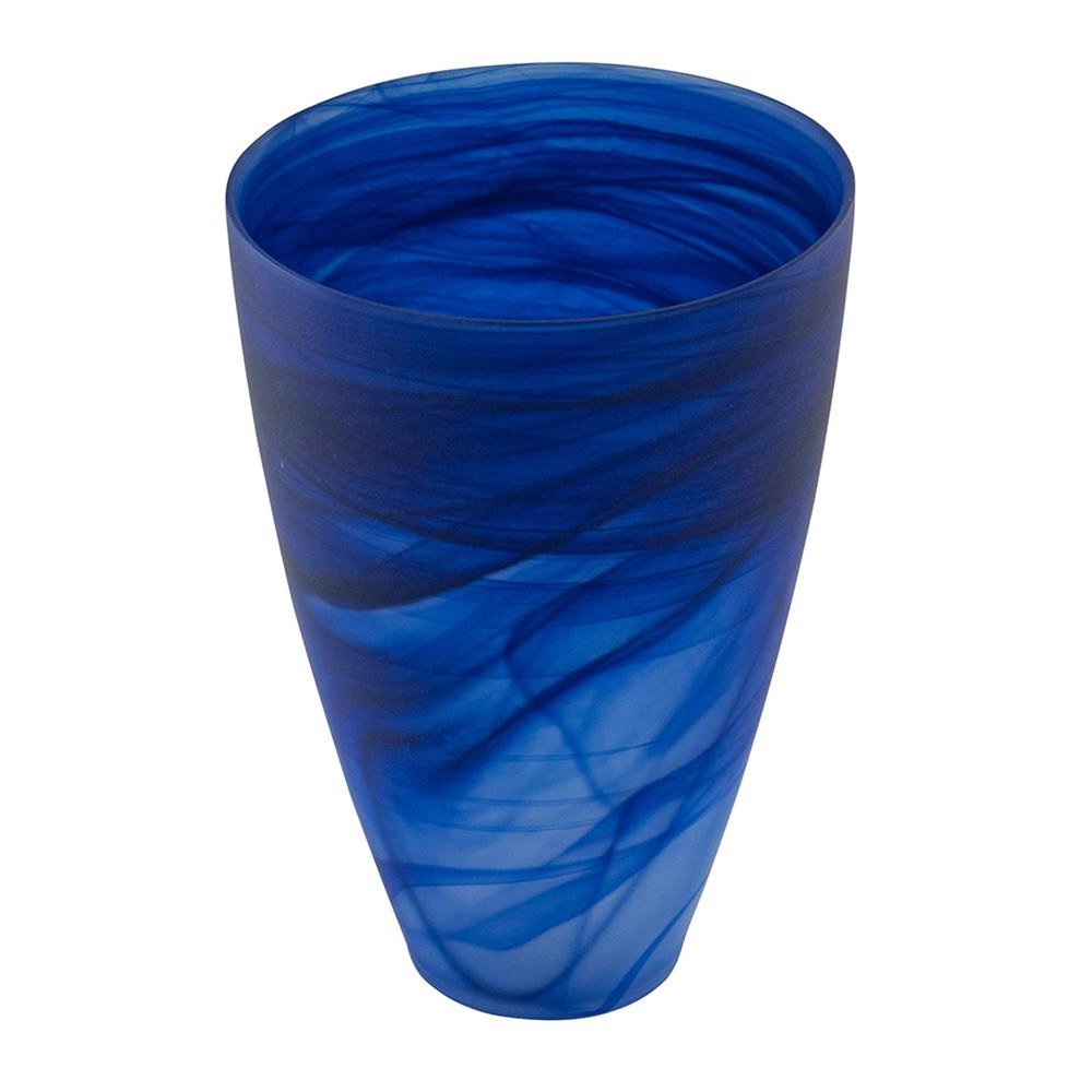 12" Blue Abstract Swirl Glass Tapered Table Vase
