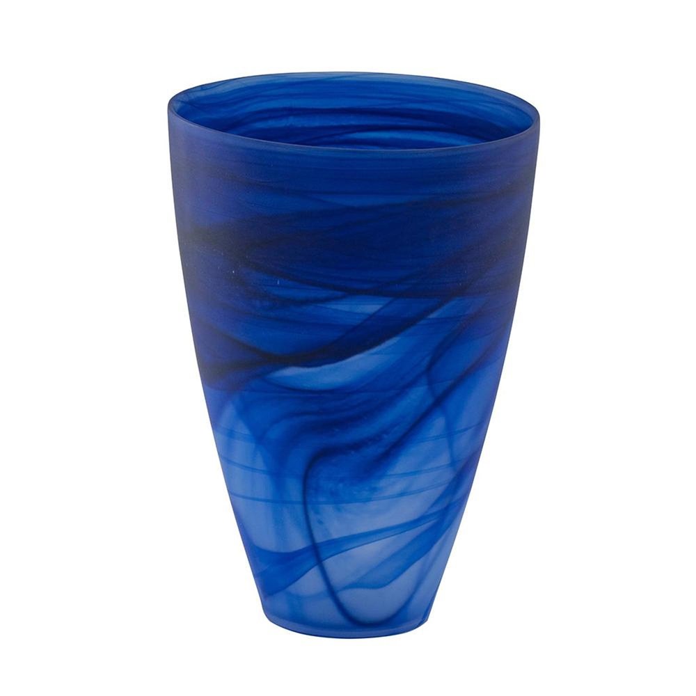 12" Blue Abstract Swirl Glass Tapered Table Vase