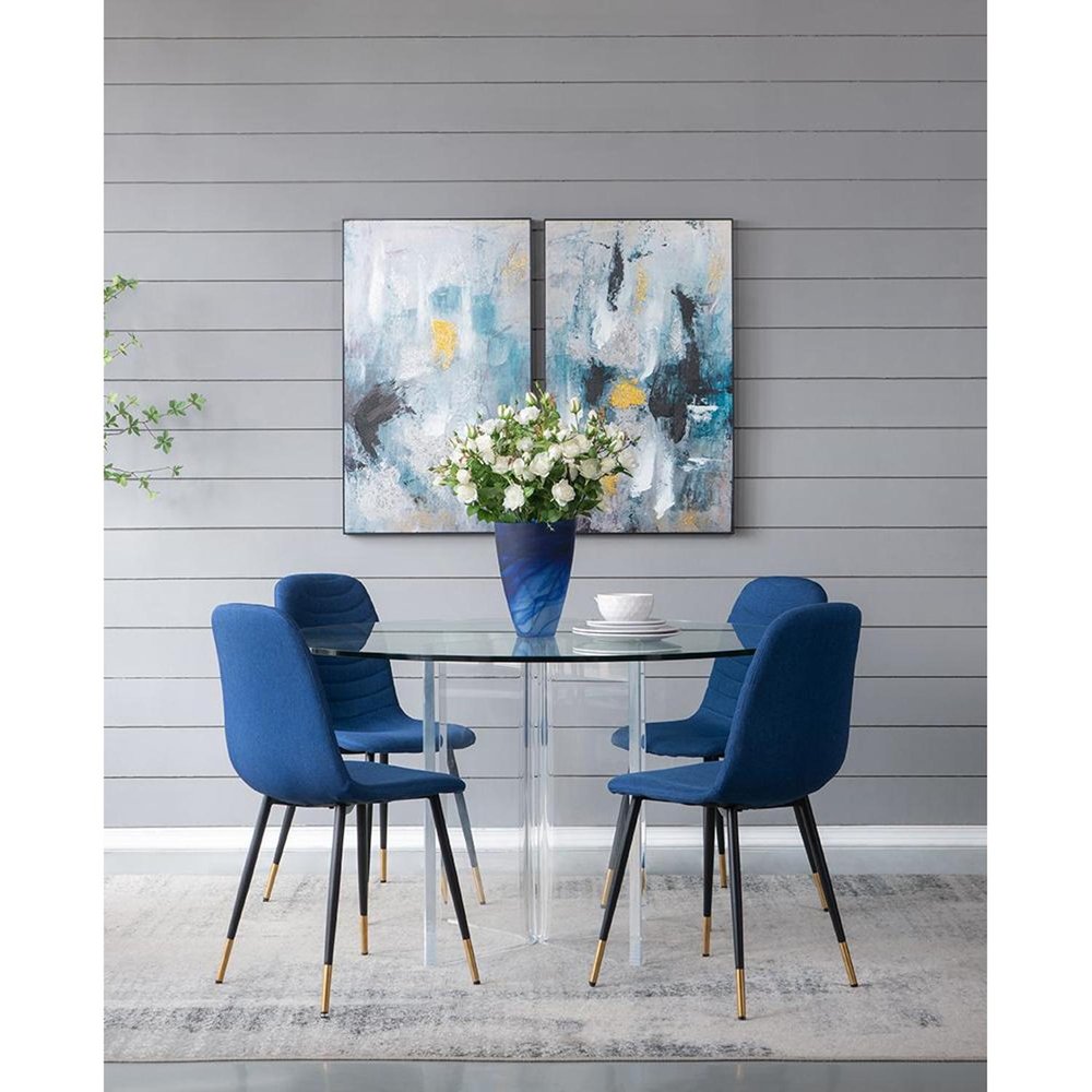 12" Blue Abstract Swirl Glass Tapered Table Vase