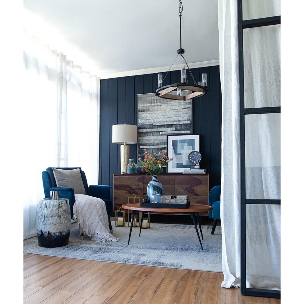 16" Blue And White Striped Swirl Art Glass Table Vase