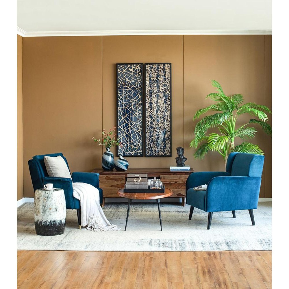 13" Blue And White Striped Swirl Art Glass Table Vase