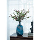 13" Blue And White Striped Swirl Art Glass Table Vase