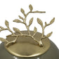 14" Dark Green And Gold Glass And Metal Round Ginger Jar