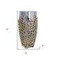 15" Black And Gold Aluminum And Glass Cylinder Table Vase