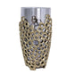 15" Black And Gold Aluminum And Glass Cylinder Table Vase