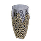 15" Black And Gold Aluminum And Glass Cylinder Table Vase