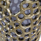 15" Black And Gold Aluminum And Glass Cylinder Table Vase