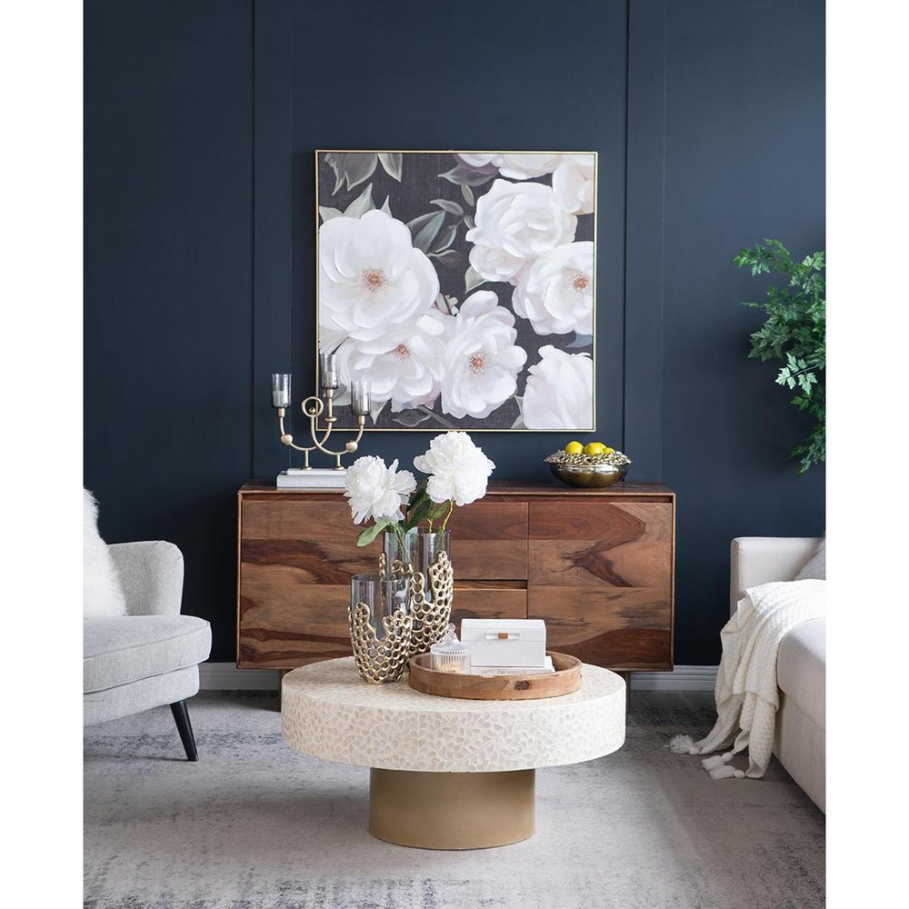 15" Black And Gold Aluminum And Glass Cylinder Table Vase