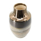 11" Brown And Bronze Striped Ceramic Round Table Vase