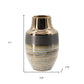 11" Brown and Bronze Striped Round Ceramic Table Vase With Does Not Apply