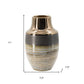 11" Brown And Bronze Striped Ceramic Round Table Vase