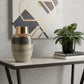 11" Brown And Bronze Striped Ceramic Round Table Vase