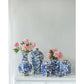 11" Blue White And Gold Chinoiserie Floral Porcelain Table Vase