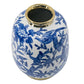 11" Blue White And Gold Chinoiserie Floral Porcelain Table Vase