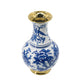 16" Blue White And Gold Chinoiserie Floral Porcelain Table Vase