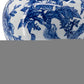 16" Blue White And Gold Chinoiserie Floral Porcelain Table Vase