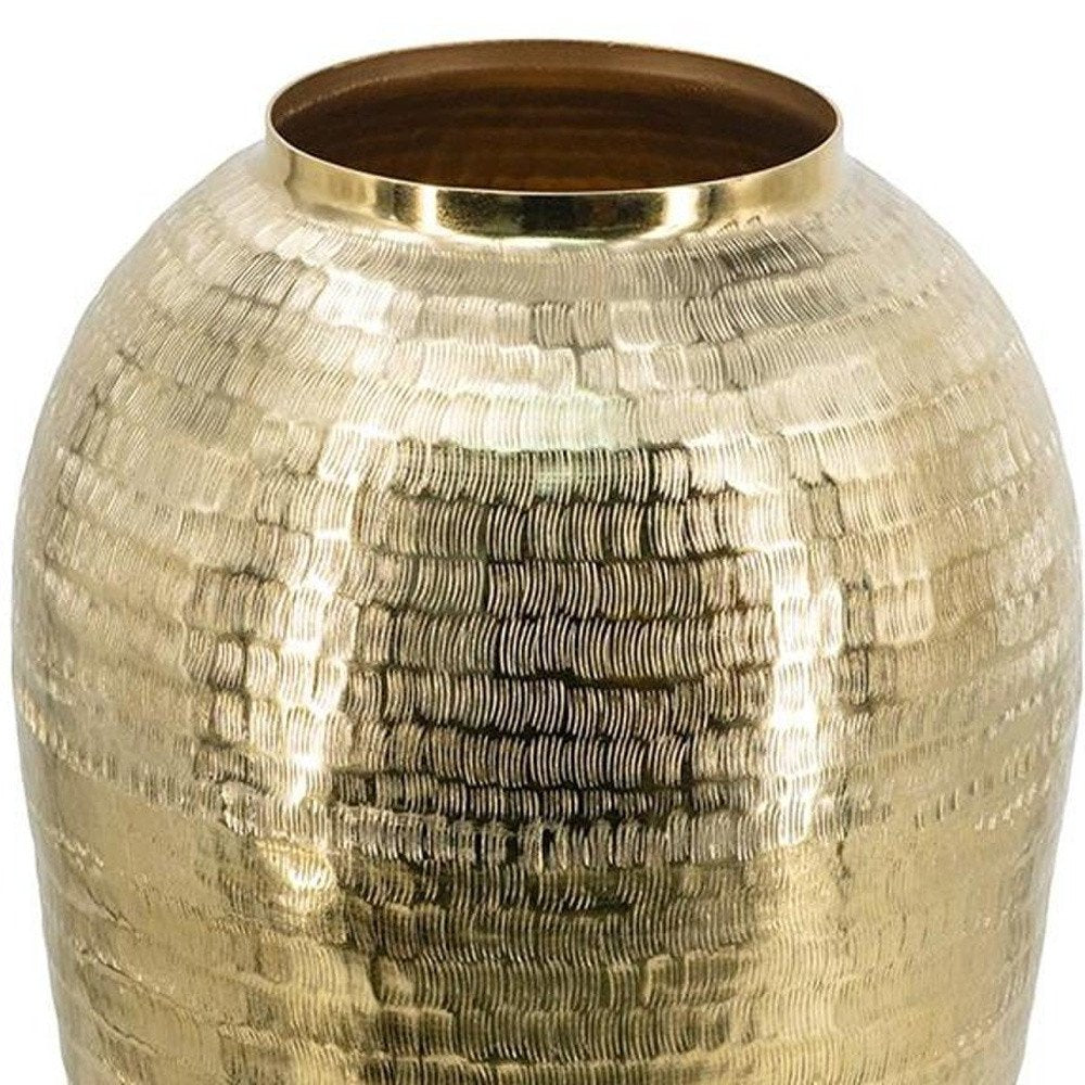 17" Gold Hammered Aluminum Urn Table Vase