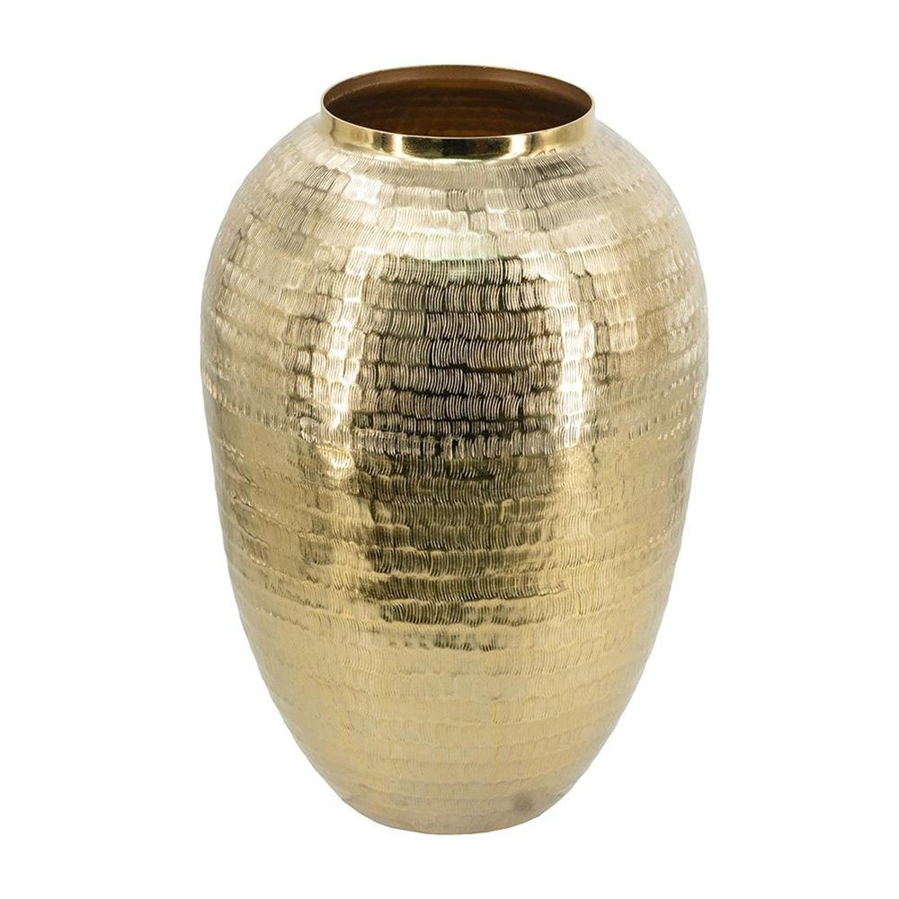 17" Gold Hammered Aluminum Urn Table Vase