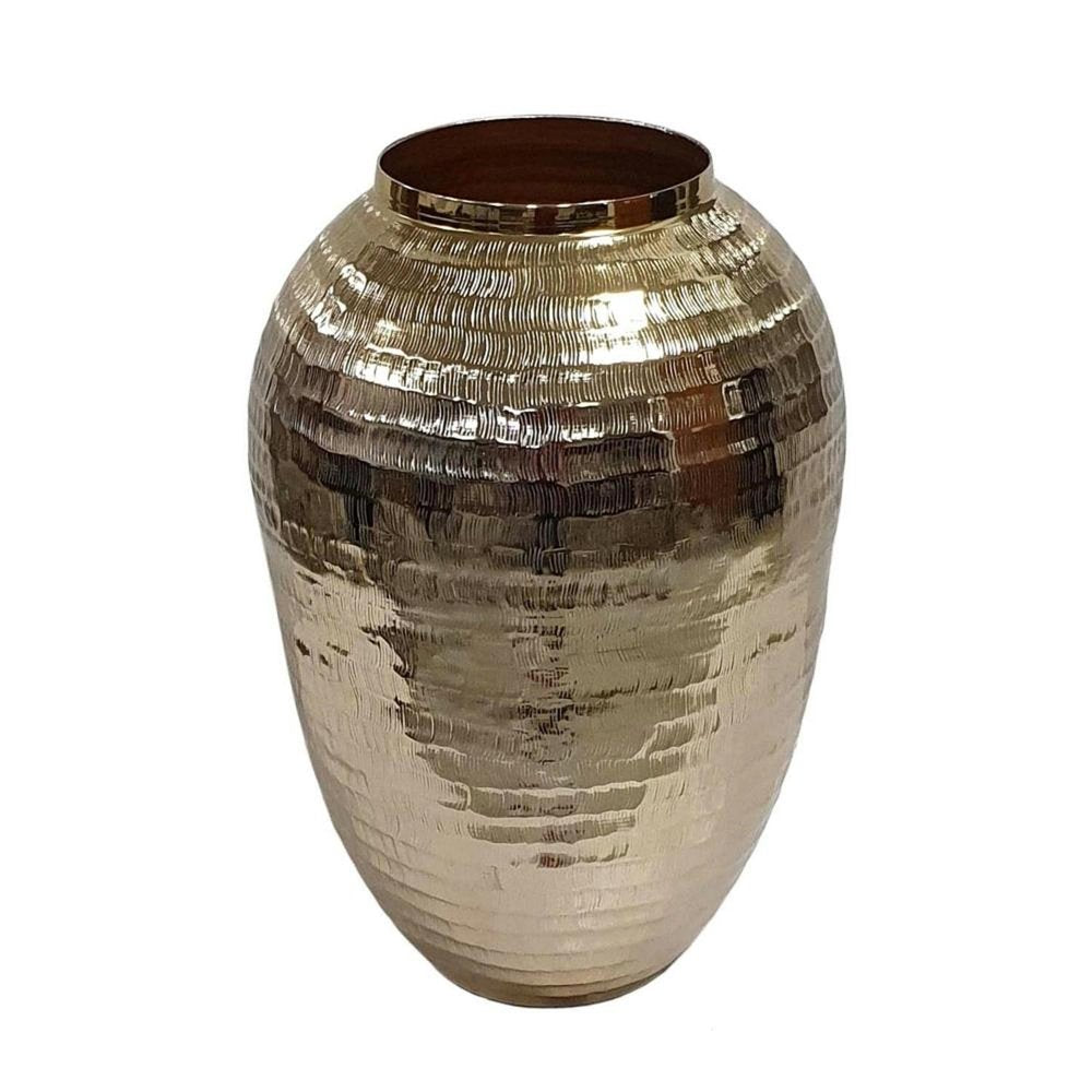17" Gold Hammered Aluminum Urn Table Vase
