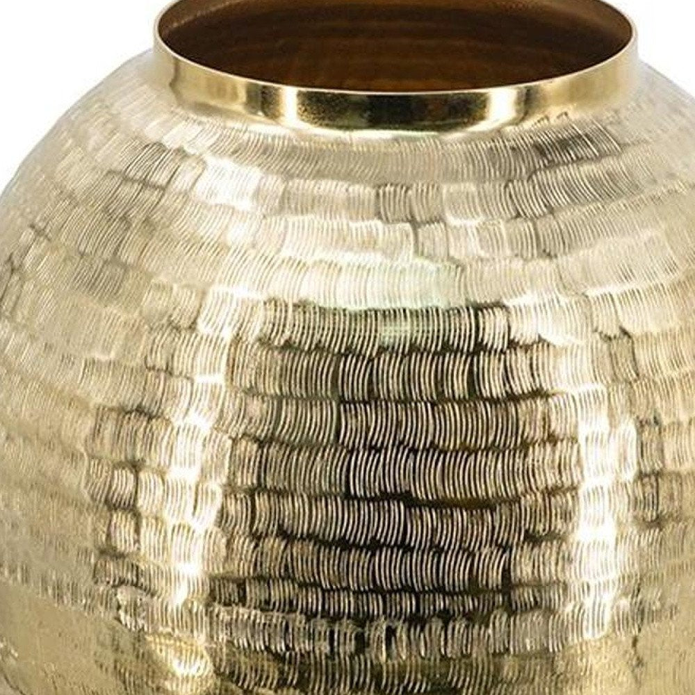 17" Gold Hammered Aluminum Urn Table Vase