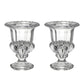 Set of Two Clear Glass Urn Table Vases