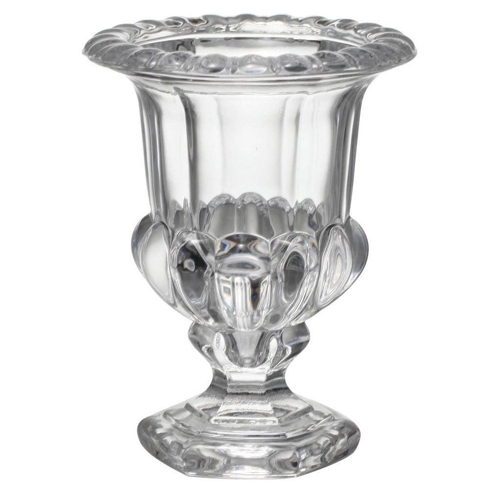 Set of Two Clear Glass Urn Table Vases