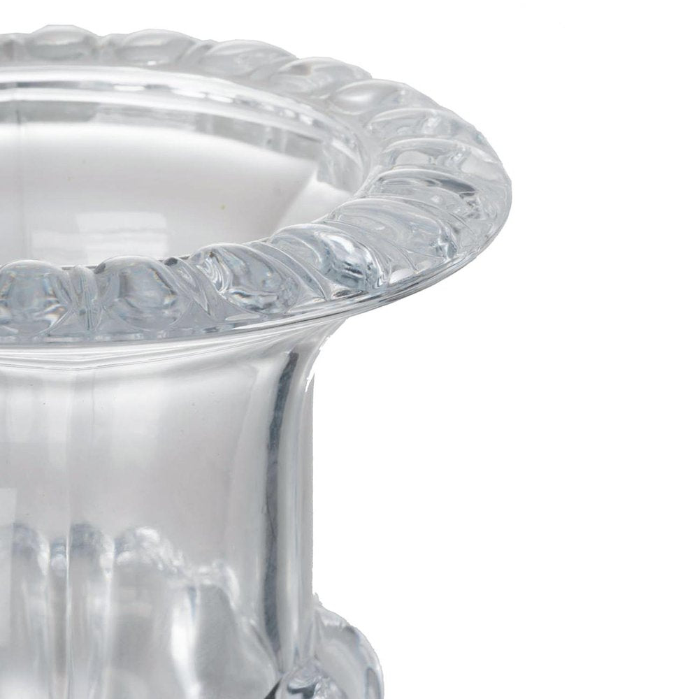 Set of Two Clear Glass Urn Table Vases