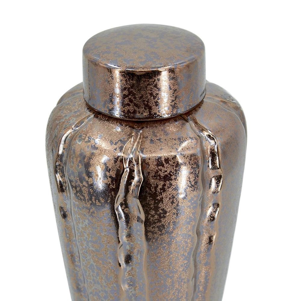 Set of Three Bronze And Silver Round Ceramic Table Vase