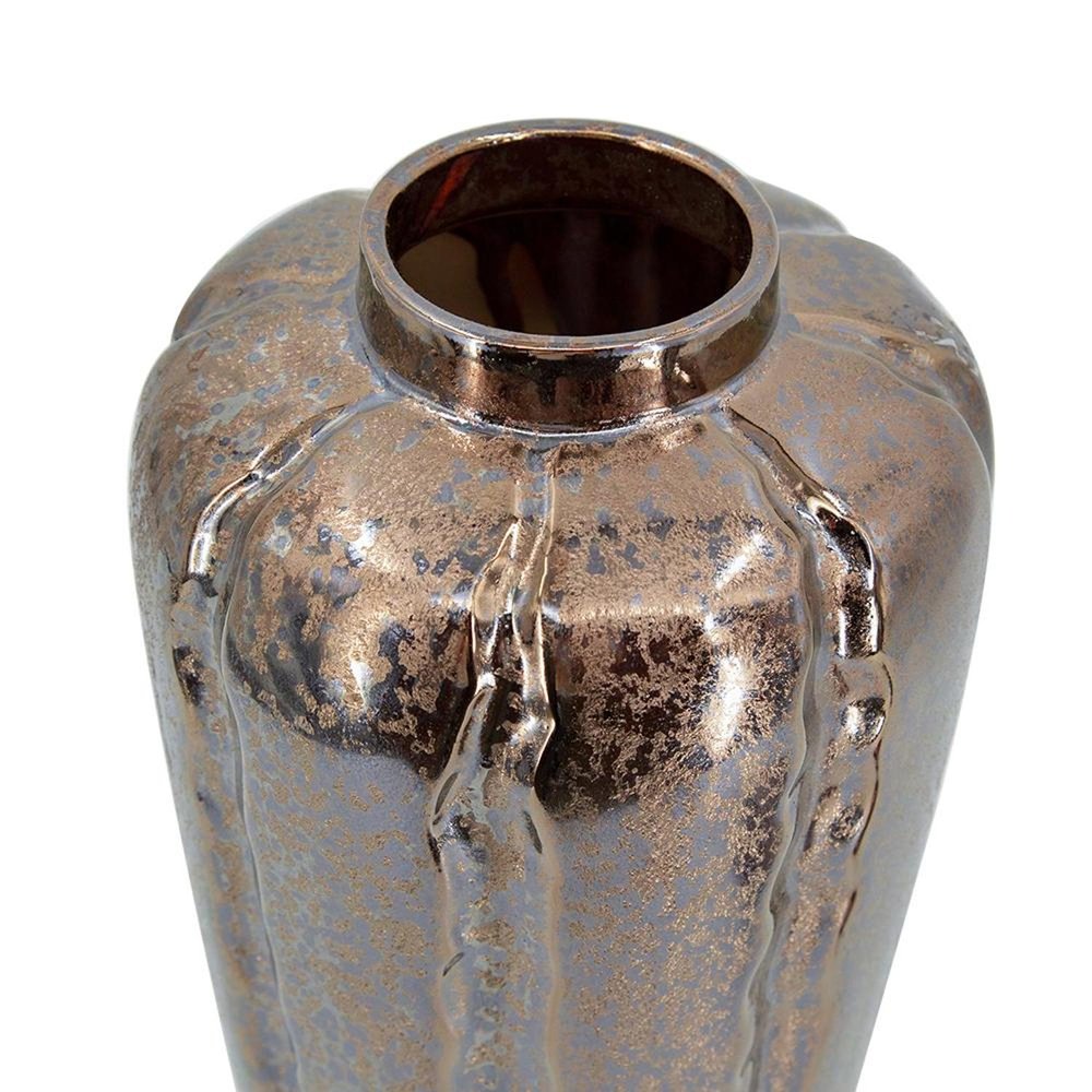 Set of Three Bronze And Silver Round Ceramic Table Vase