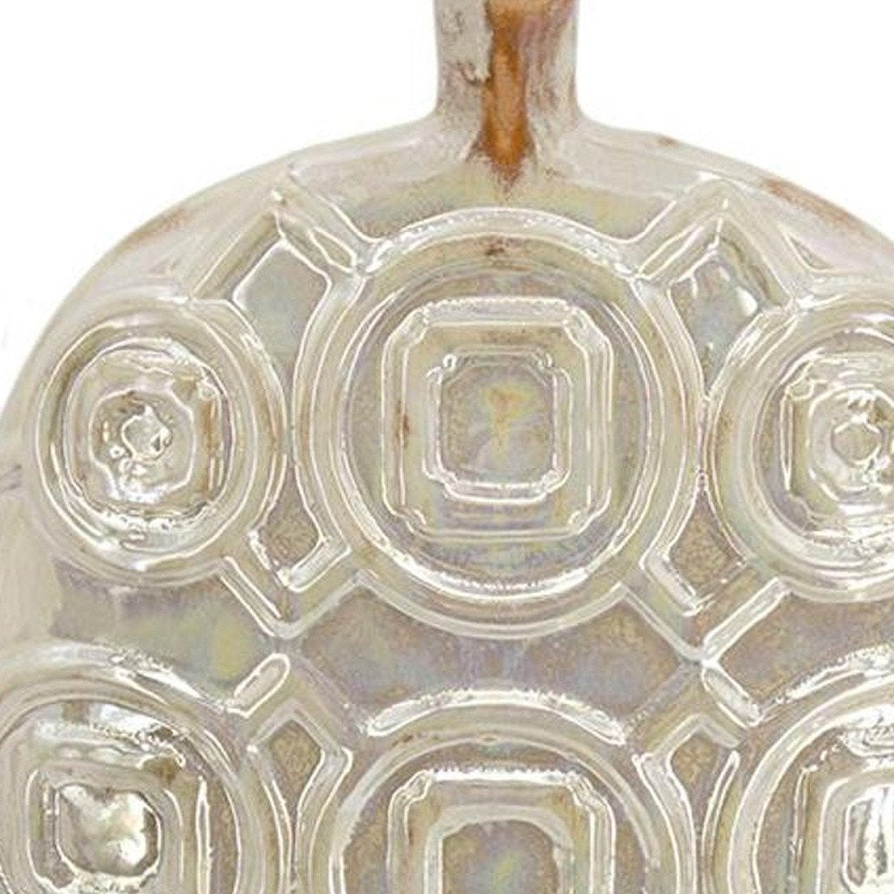 16" Ivory Geometric Bud Ceramic Table Vase