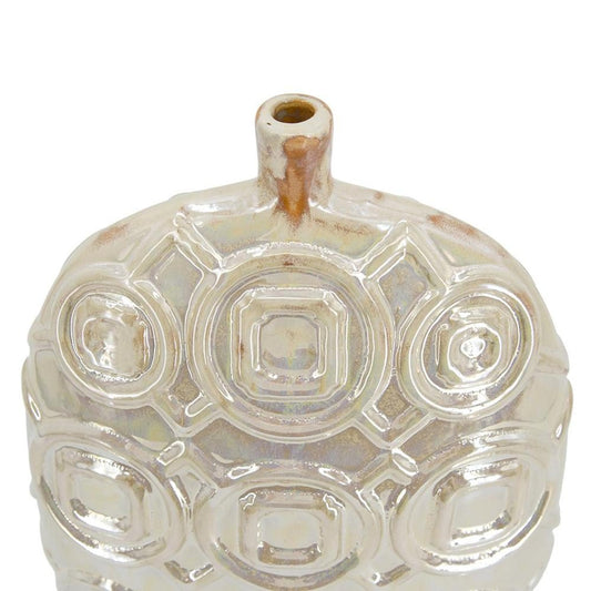 16" Ivory Geometric Bud Ceramic Table Vase