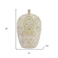 20" Cream Geometric Ceramic Bud Table Vase