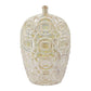 20" Cream Geometric Ceramic Bud Table Vase