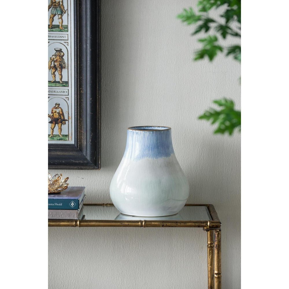 10" Blue Green Sand And Gray Ombre Ceramic Round Table Vase