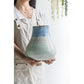 10" Blue Green Sand And Gray Ombre Ceramic Round Table Vase