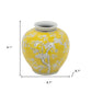 9" Yellow And White Floral Round Porcelain Table Vase